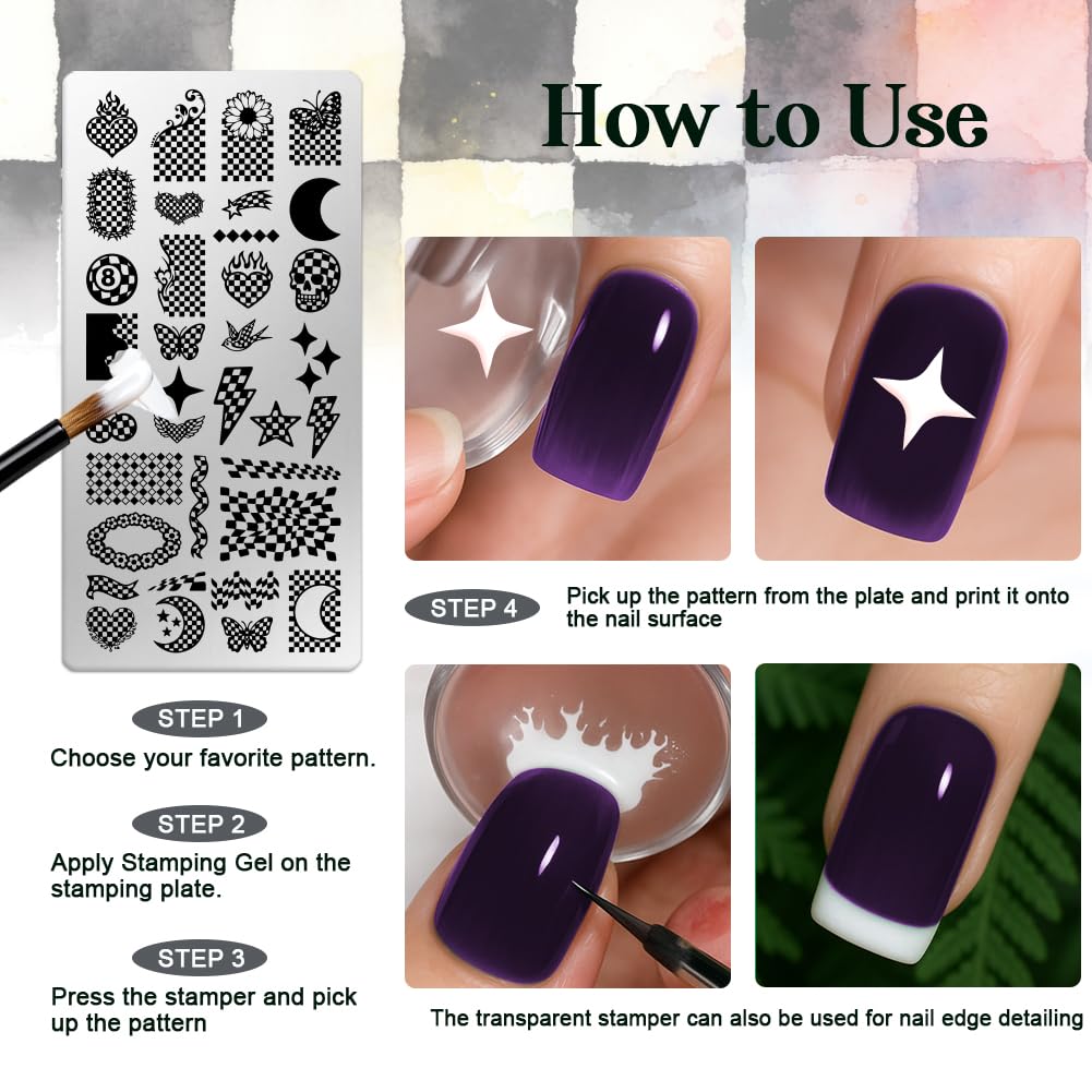 6 Sheets Nail Stamping Plate Minimalist Nail Art Stamp