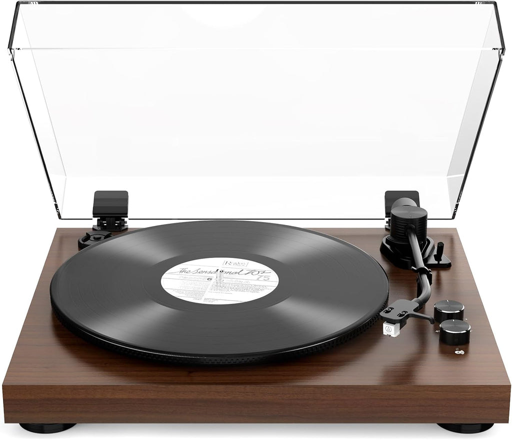 Vinyl Record Player Belt Drive 2-Speed Playback Turntable Bluetooth Wireless Output Connectivity Record Player with