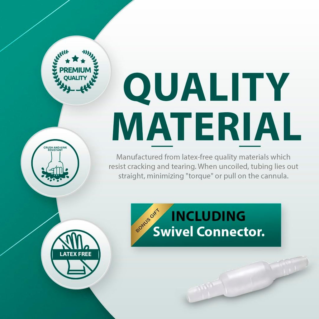 Oxygen Tubing 50FT Green Crush Resistant Non Kinking for Cannula Nasal Tubing and Oxygen Concentrator with Standard