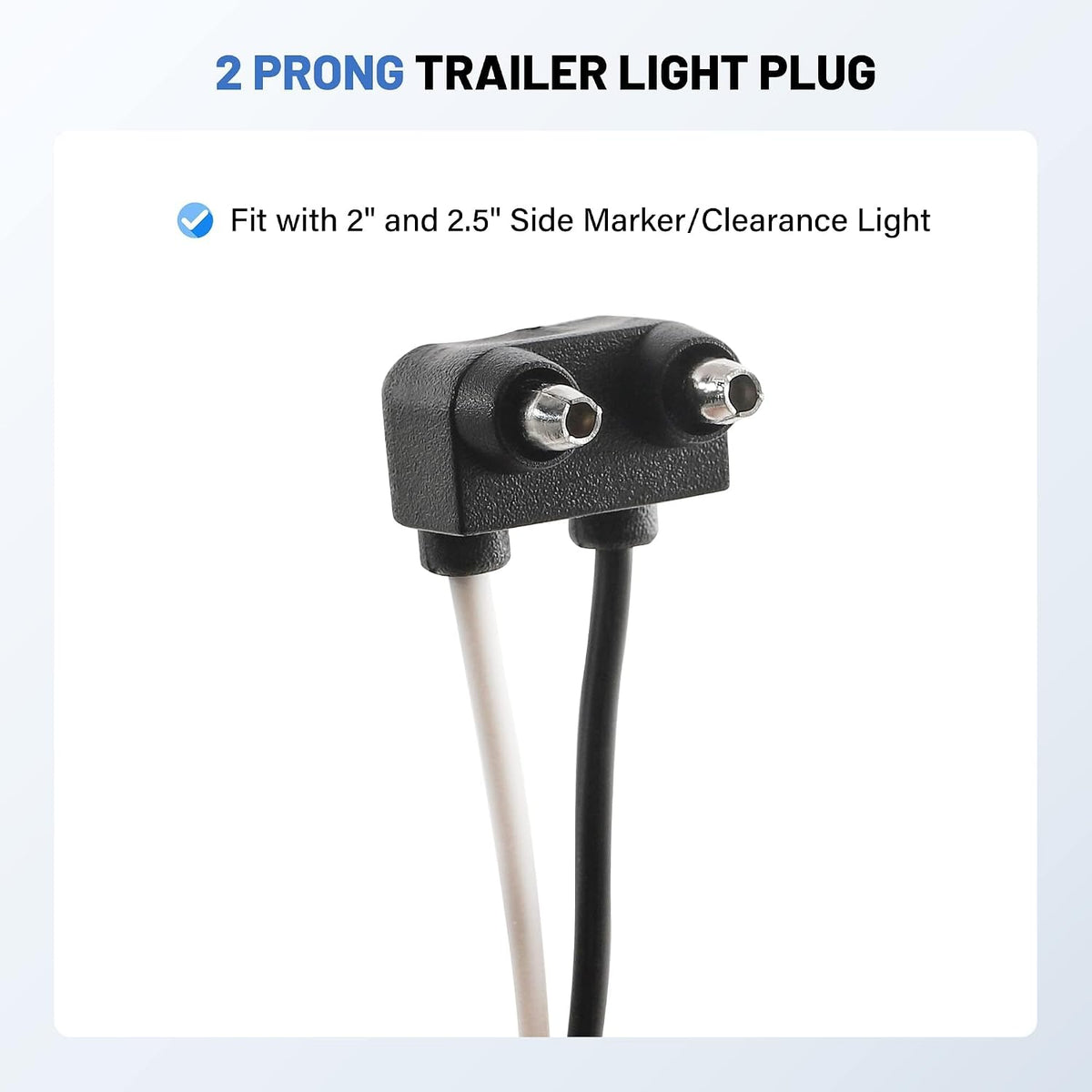 10PCS Truck Trailer 2 Wire Pigtail Harness 8.5" Long, Right Angle 2 Pin Trailer Light Connector Fits with 2" and 2.5"
