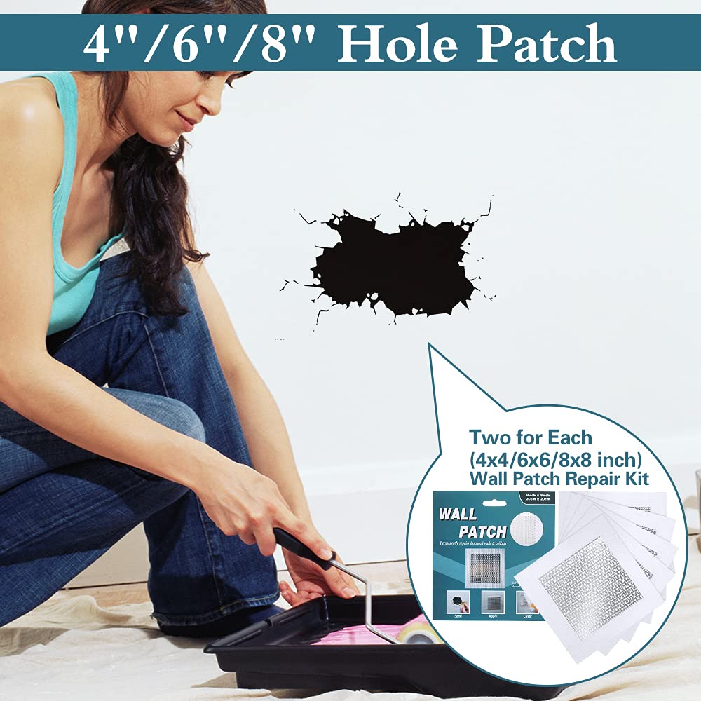 4" 6" 8" (Two of Each) Drywall Patch Kit, Sheetrock Repair Kit | Plasterboard Patch, Safe Mend Plaster Repair Kit