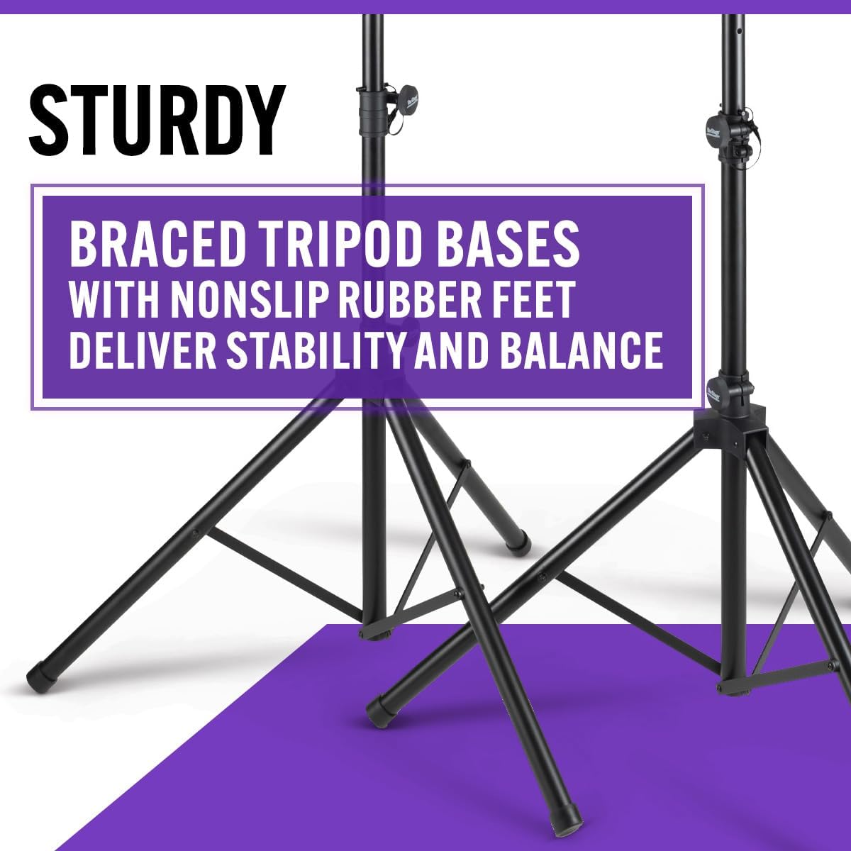 On-Stage SSP7950 All-Aluminum Speaker Stand Pack (Pair of Folding, Portable Stands, Tripod Base, Carry Bag, Height
