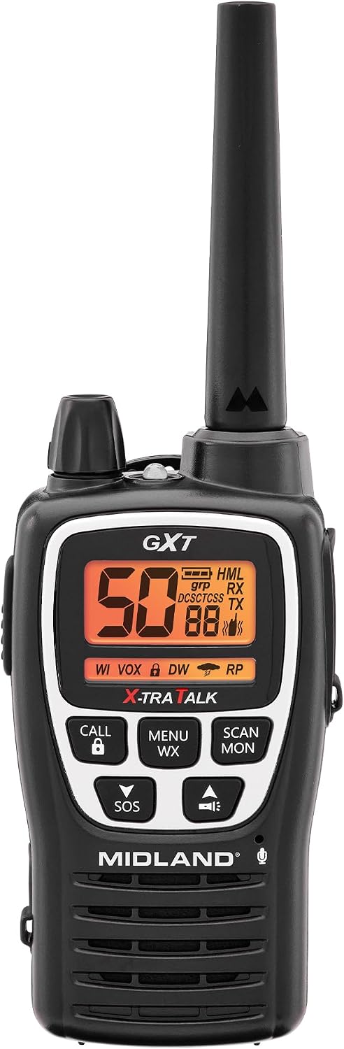 GXT3000 GMRS JIS4 Two-Way Radio, Black/Silver, 2-Pack | 50-Channel, Repeater Capable, Long Range, 142 Privacy Codes