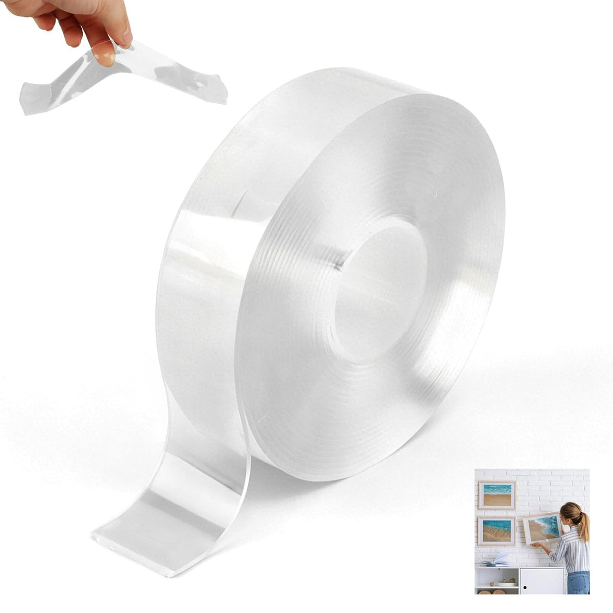9.85FT Nano Double Sided Tape, Heavy Duty Mounting Clear Tape