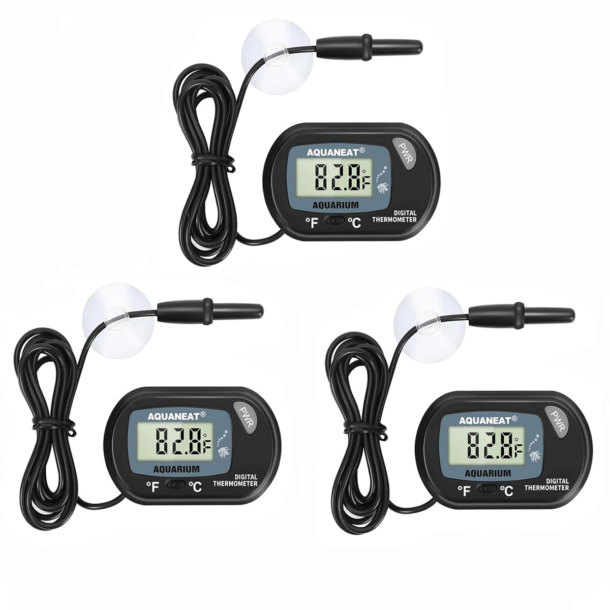 Aquarium Thermometer, Fish Tank Thermometer, Digital Temperature Test, with Large LCD Display (3 Packs)