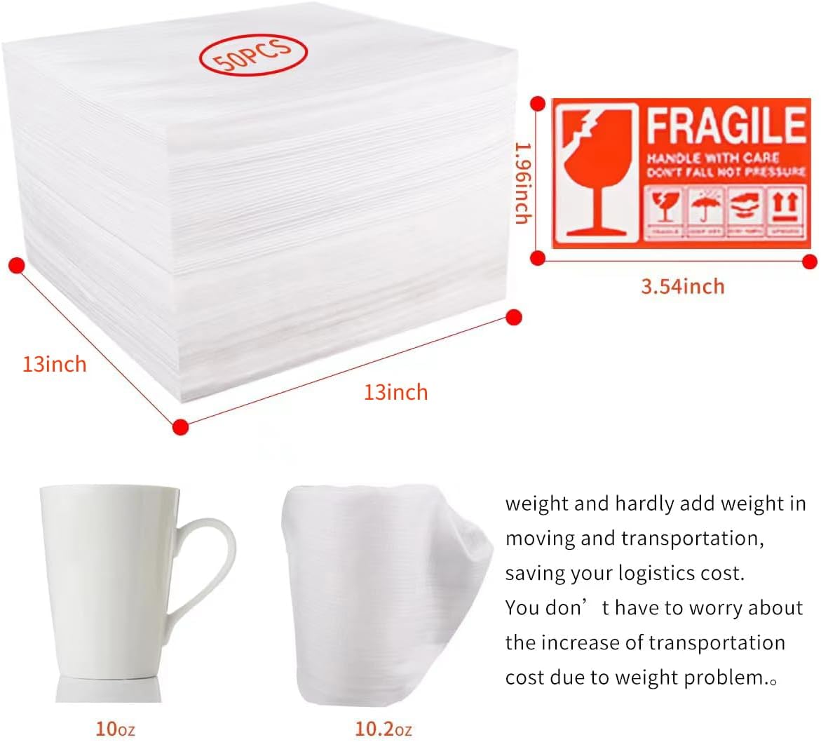 Moving Supplies, 13"x13" 50 Pack Cushion Foam Pouches