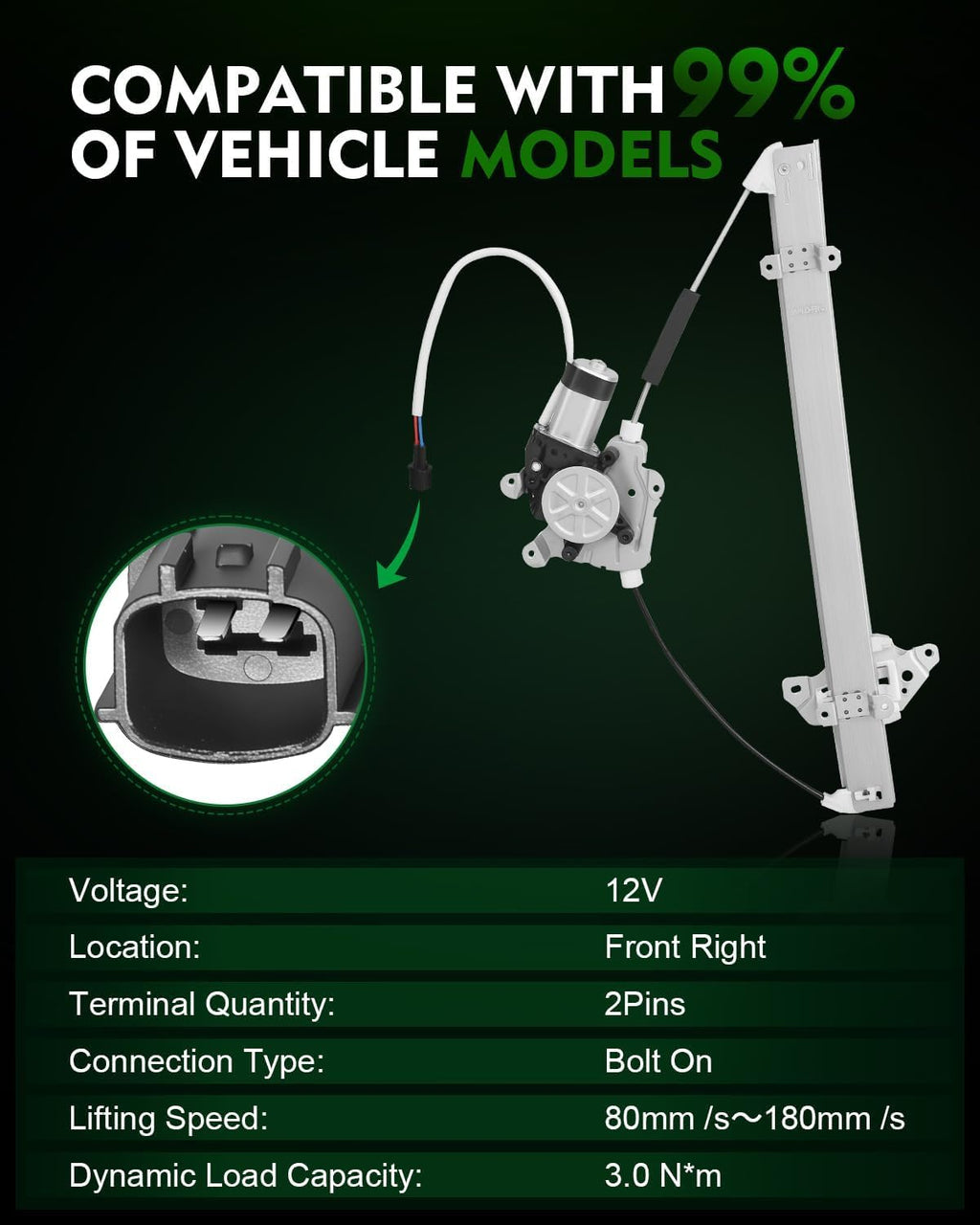 SZKAIDAG Front Right Power Window Regulator & Motor for Frontier 2005-2015