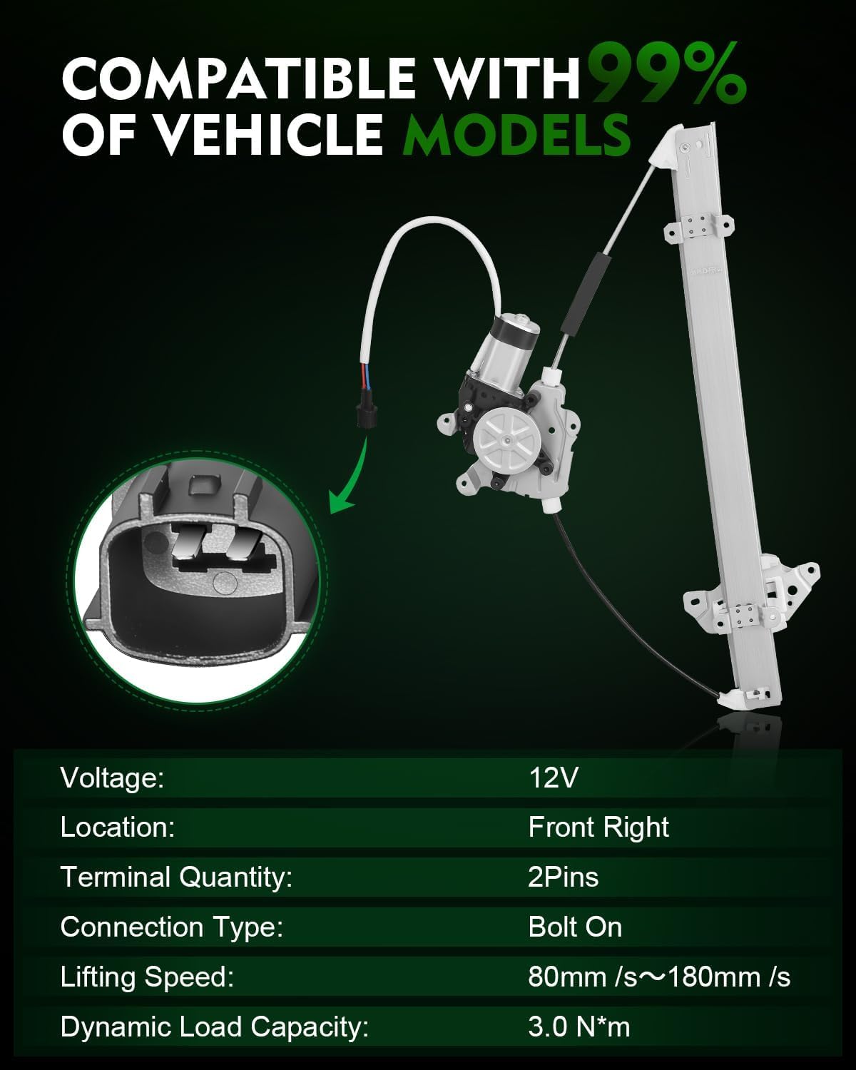 SZKAIDAG Front Right Power Window Regulator & Motor for Frontier 2005-2015