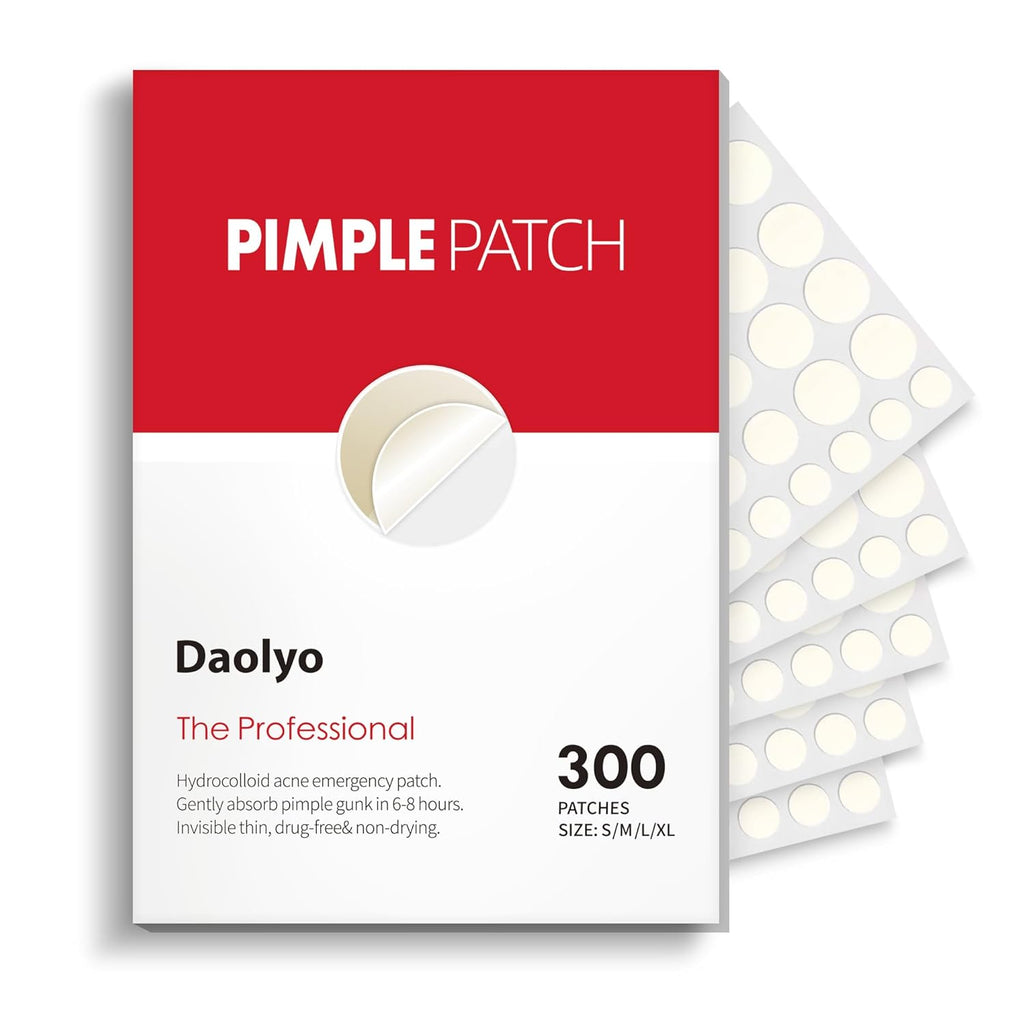Pimple Patches for Face, 4 Size 300 Counts Acne Patches, Hydrocolloid Patches for Covering Zits and Blemishes, Spot
