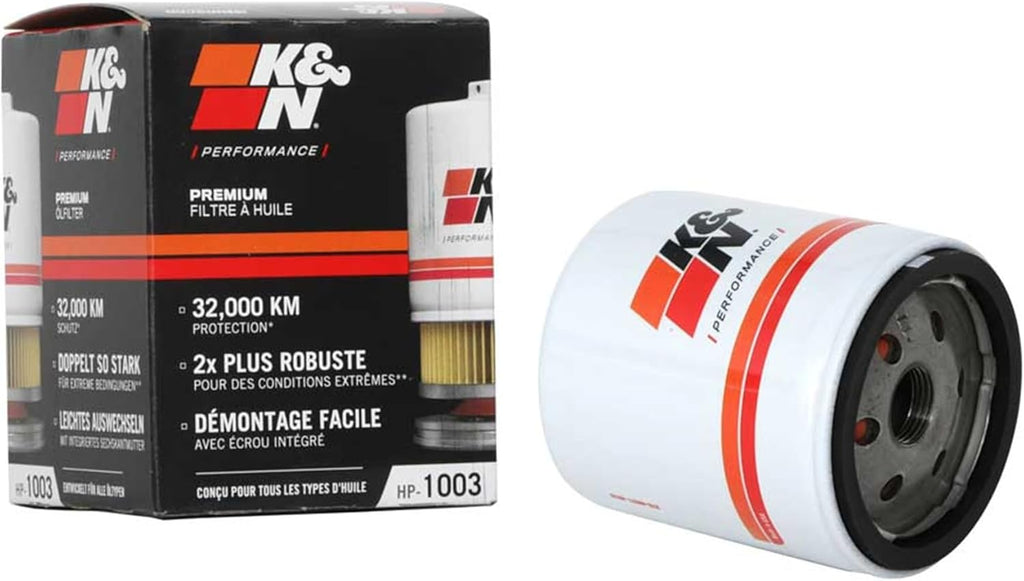 K&N Oil Filter: 20,000 Mile Engine Protection with Wrench Off Nut, HP-1003