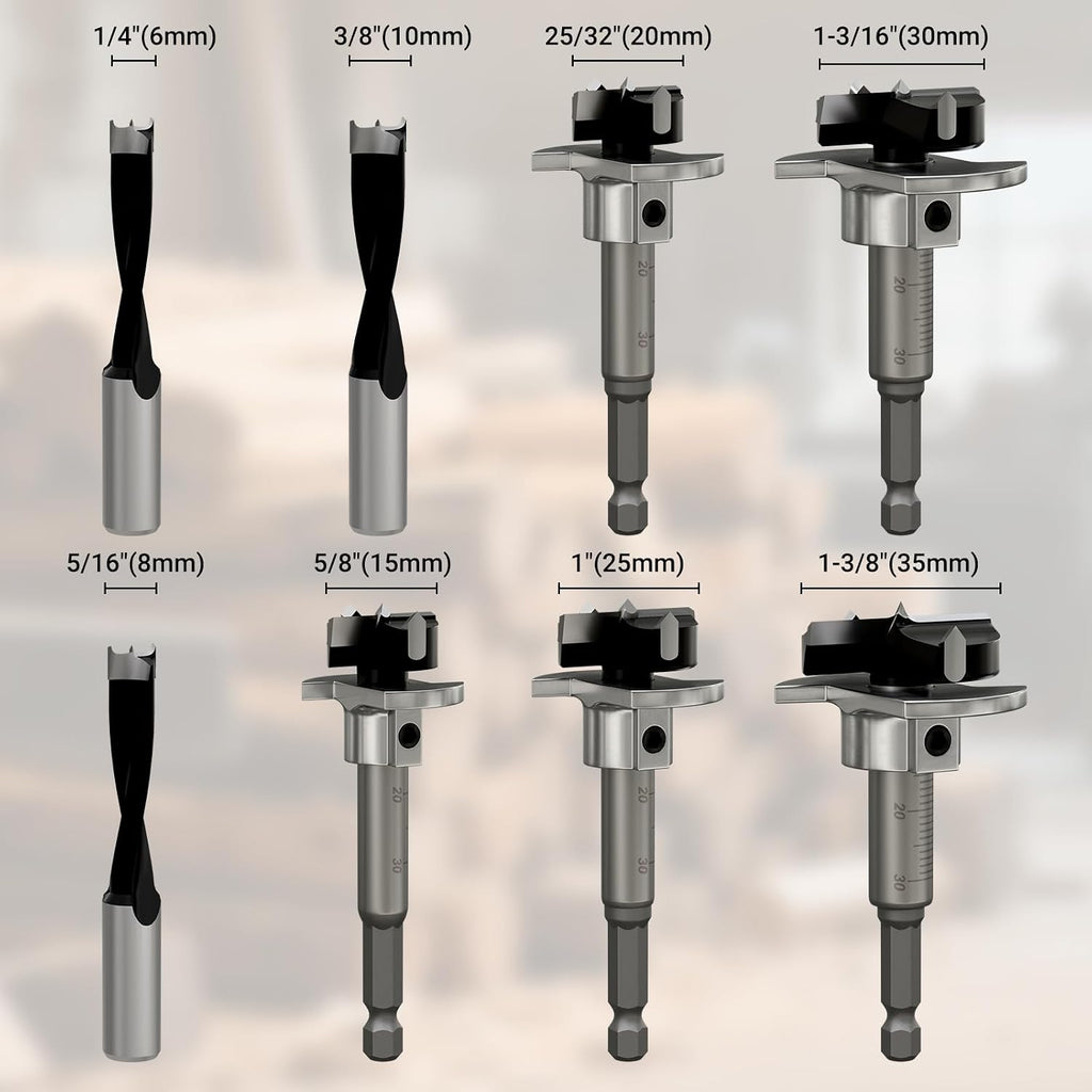 Forstner Bit Set, 10PCS Forstner Drill Bits for Wood, Auger Opener Hexagonal Handle Drilling Cutting Tool for
