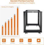 Tecmojo 15U Open Frame Server Rack,4-Post Adjustable Depth Rolling Network Rack for Computer/Data/AV/IT/Servers,Mobile Type