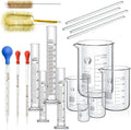 Glass Beakers Cylinder Pipettes Lab Glassware Set 18 Pieces | 5 Beakers 50/100/250/500/1000ml, 4 Graduated Cylinders