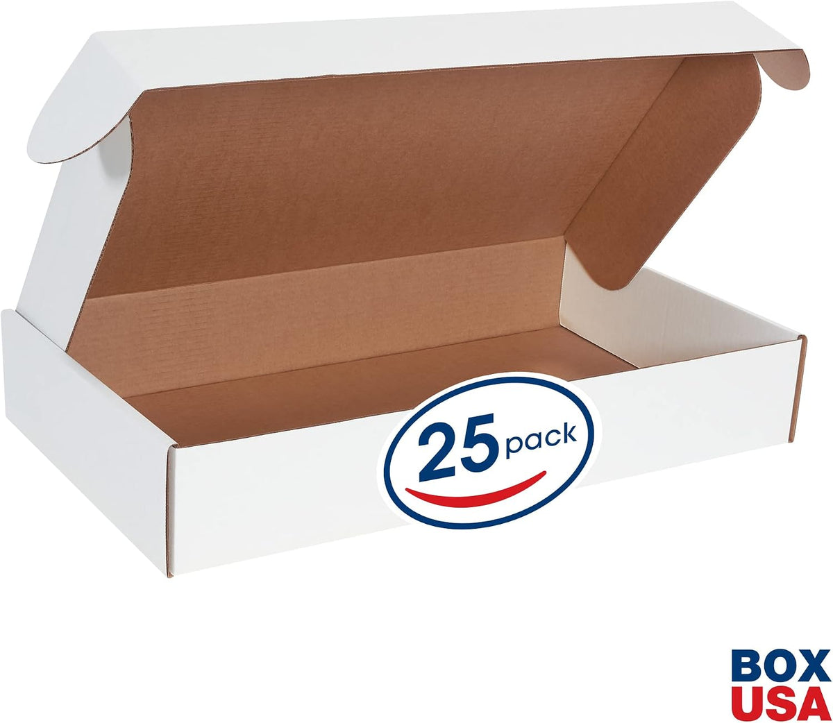 24" Deluxe Shipping Boxes 24"L x 14"W x 4"H, 25-Pack - White Box Mailers for Packaging, Storage, Gifts or Bulk