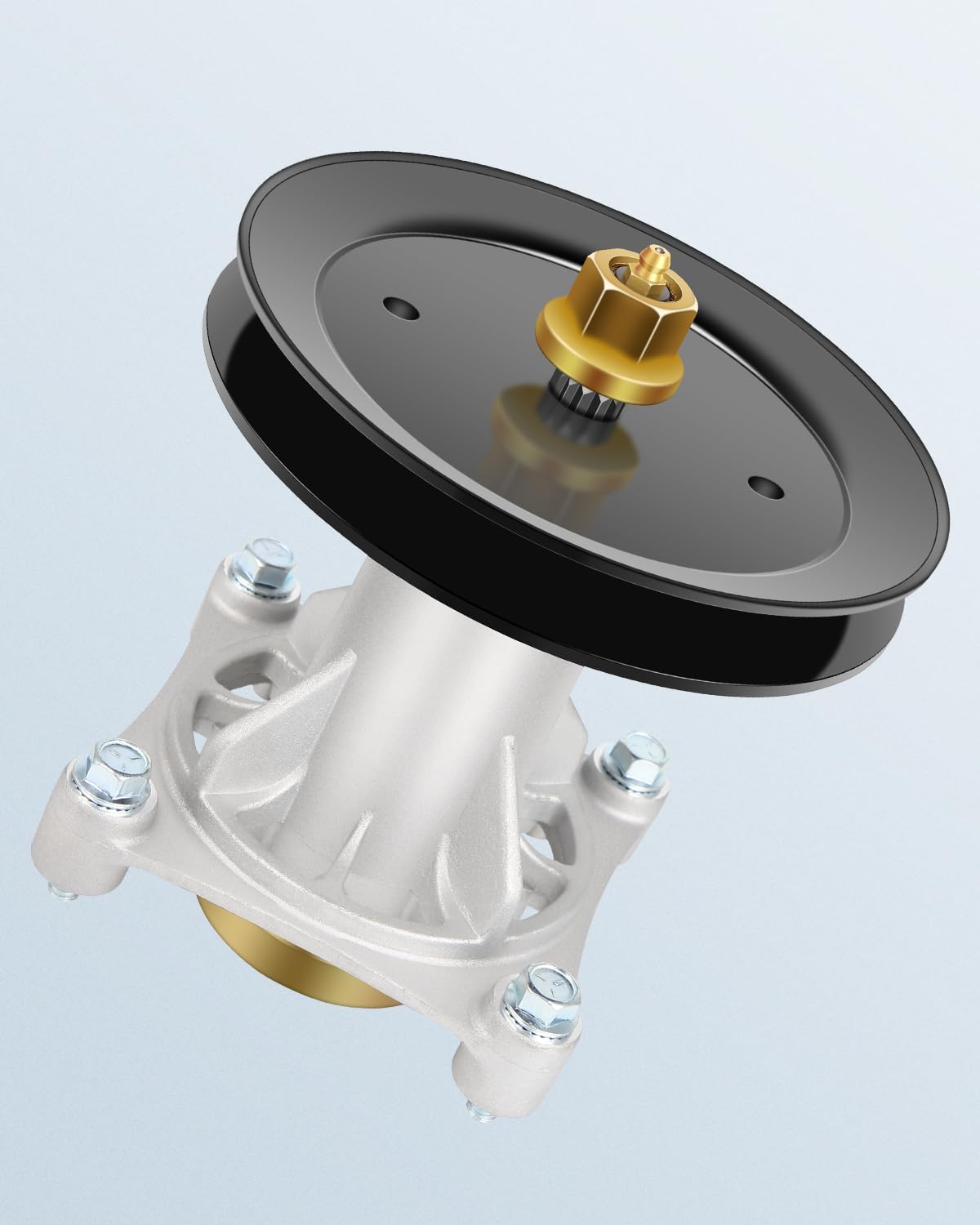 Lawn Mower Spindle with Pulley for Husqvarna YTH22V46 Ariens Poulan Jonsered Mandrel Assembly Replacement Part Number 532187292 532192870 187292 532187281 21546238 21546299 197473 532195945 21546446
