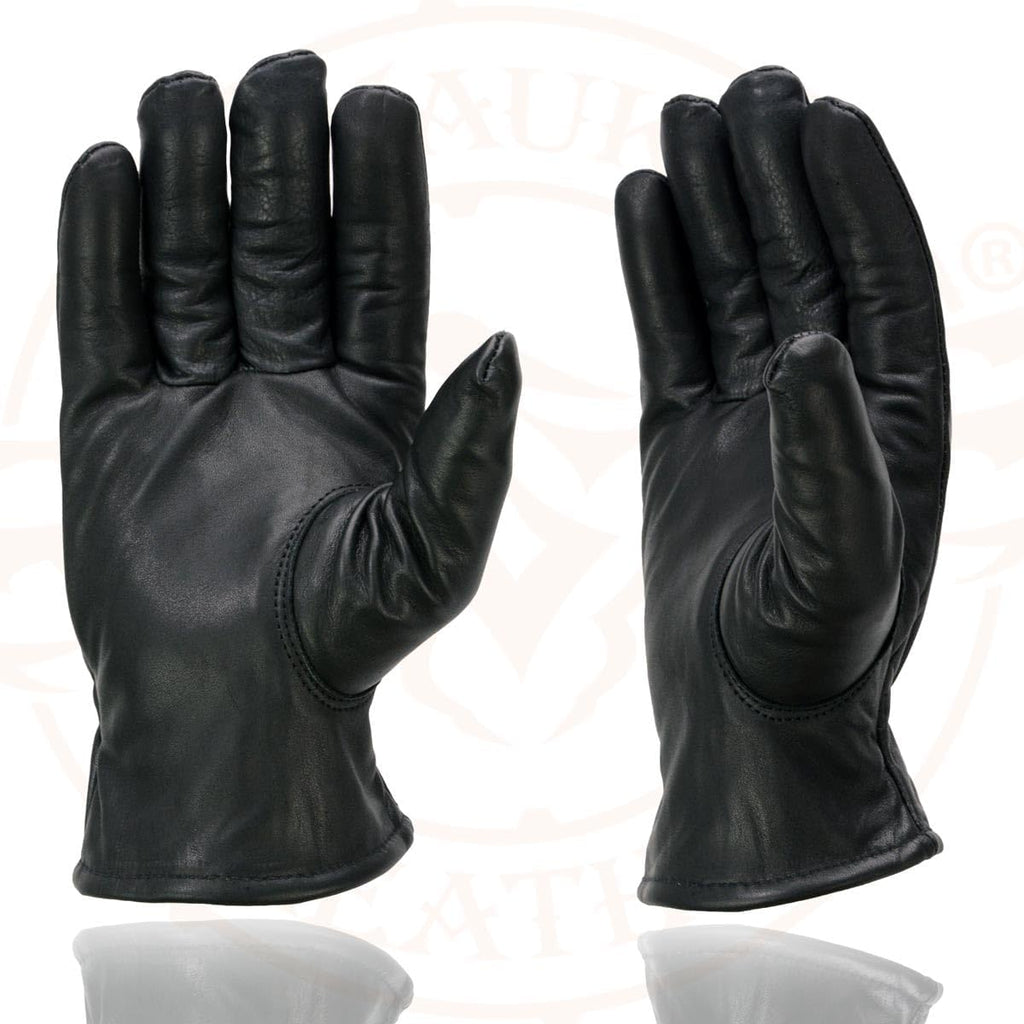 SH734 Men's Black Thermal Lined Leather Motorcycle Gloves w/Cinch Wrist Closure