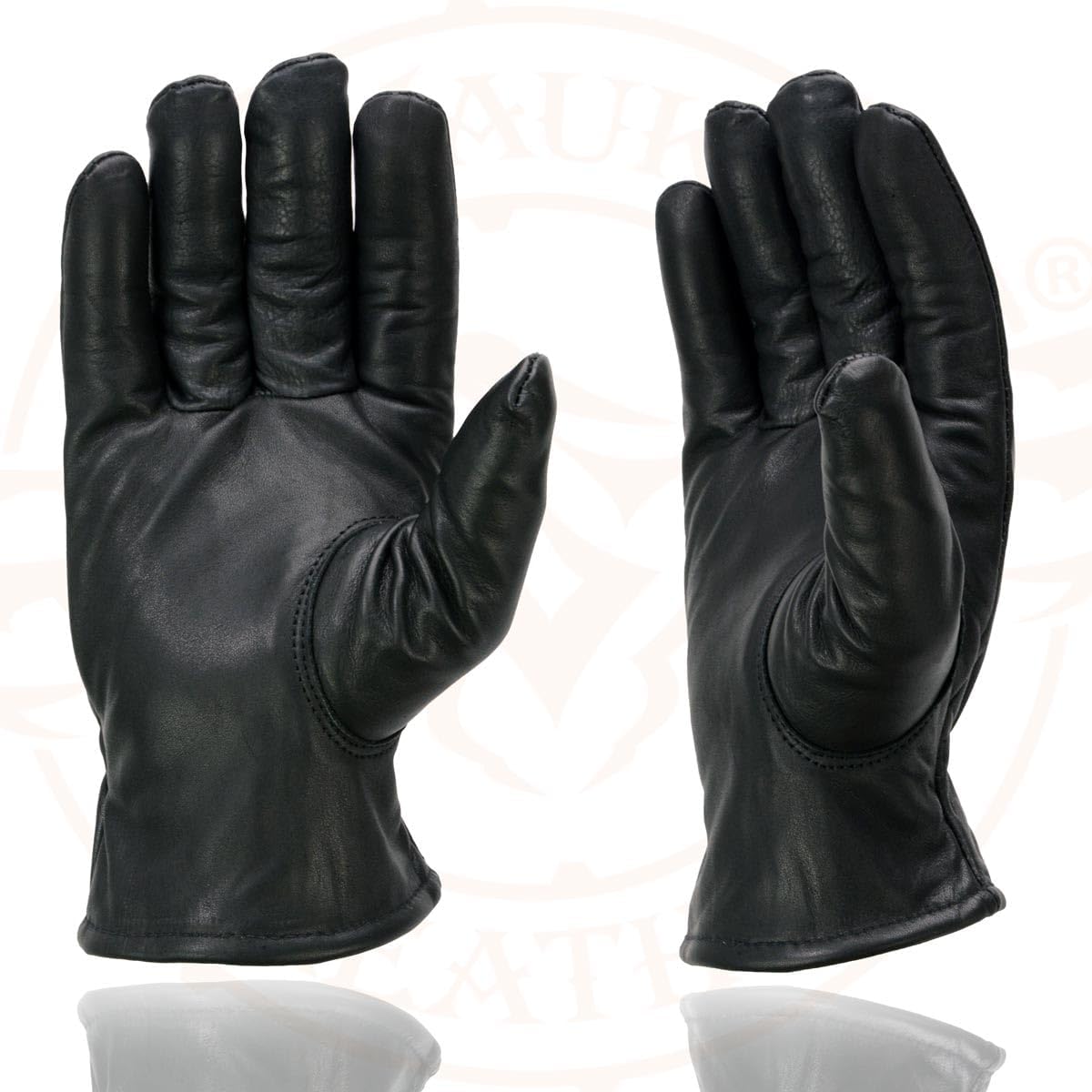 SH734 Men's Black Thermal Lined Leather Motorcycle Gloves w/Cinch Wrist Closure