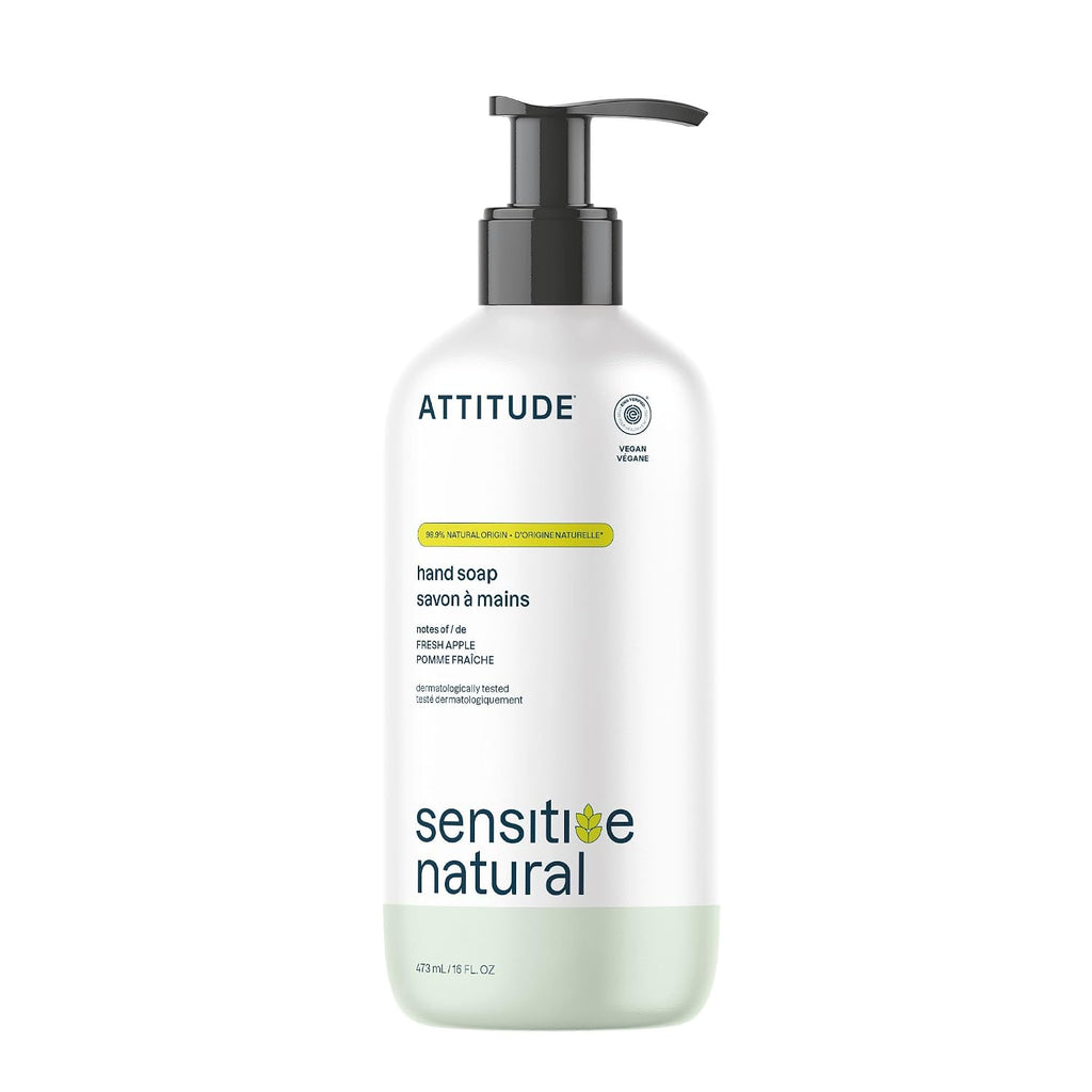 ATTITUDE Gentle Hand Soap for Sensitive Skin, Oat, Fresh Apple, 16 oz