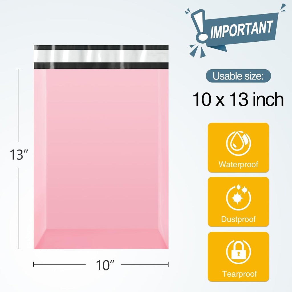 Light Pink Poly Mailers 10x13 for Small Business, Clothes, 200 Pack