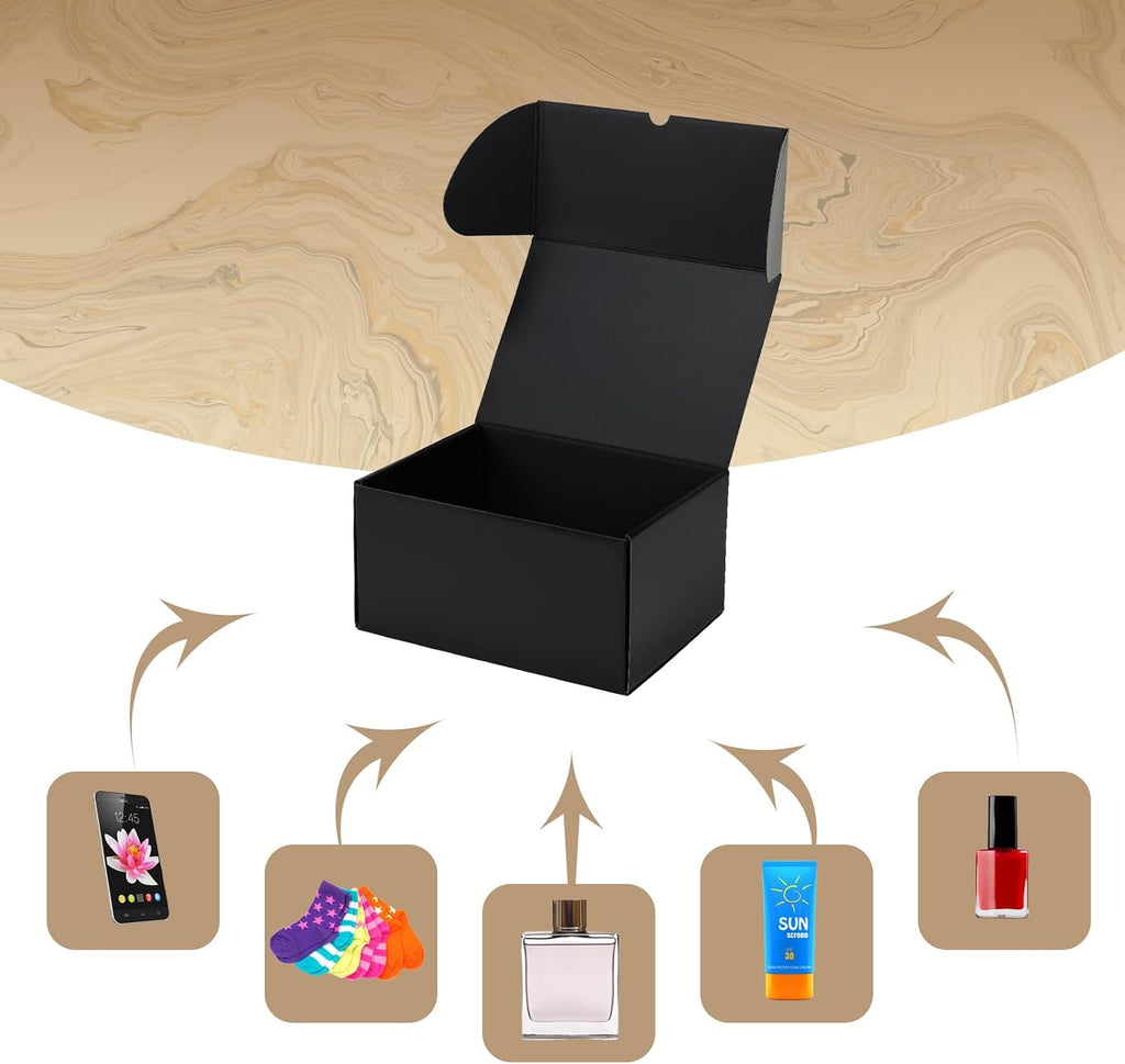10x7x5 Black Shipping Boxes Set of 20 Corrugated Cardboard Mailer Boxes for Packaging Small Business Mailing Gifts
