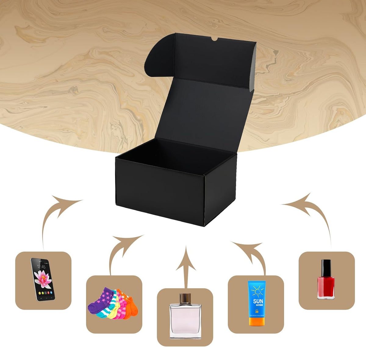 10x7x5 Black Shipping Boxes Set of 20 Corrugated Cardboard Mailer Boxes for Packaging Small Business Mailing Gifts