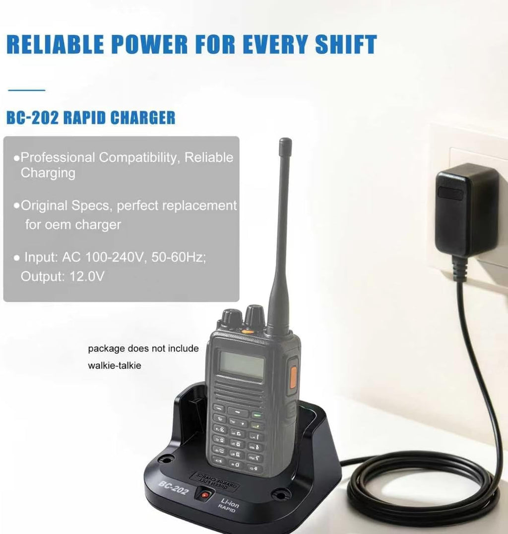 BC-202 Rapid Charger Replacement for ICOM IC-705 ID-52A ID-51A 2-Way Radio | Smart desktop charger fits ID-52E ID-51E