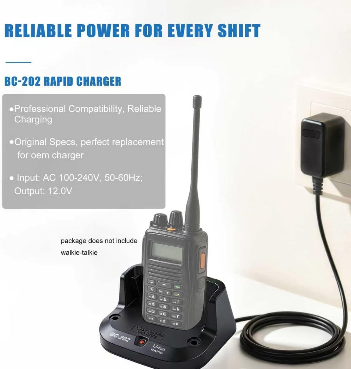 BC-202 Rapid Charger Replacement for ICOM IC-705 ID-52A ID-51A 2-Way Radio | Smart desktop charger fits ID-52E ID-51E
