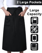 10 Pack Bistro Aprons 2 Pockets 32" Waterproof Half Waist