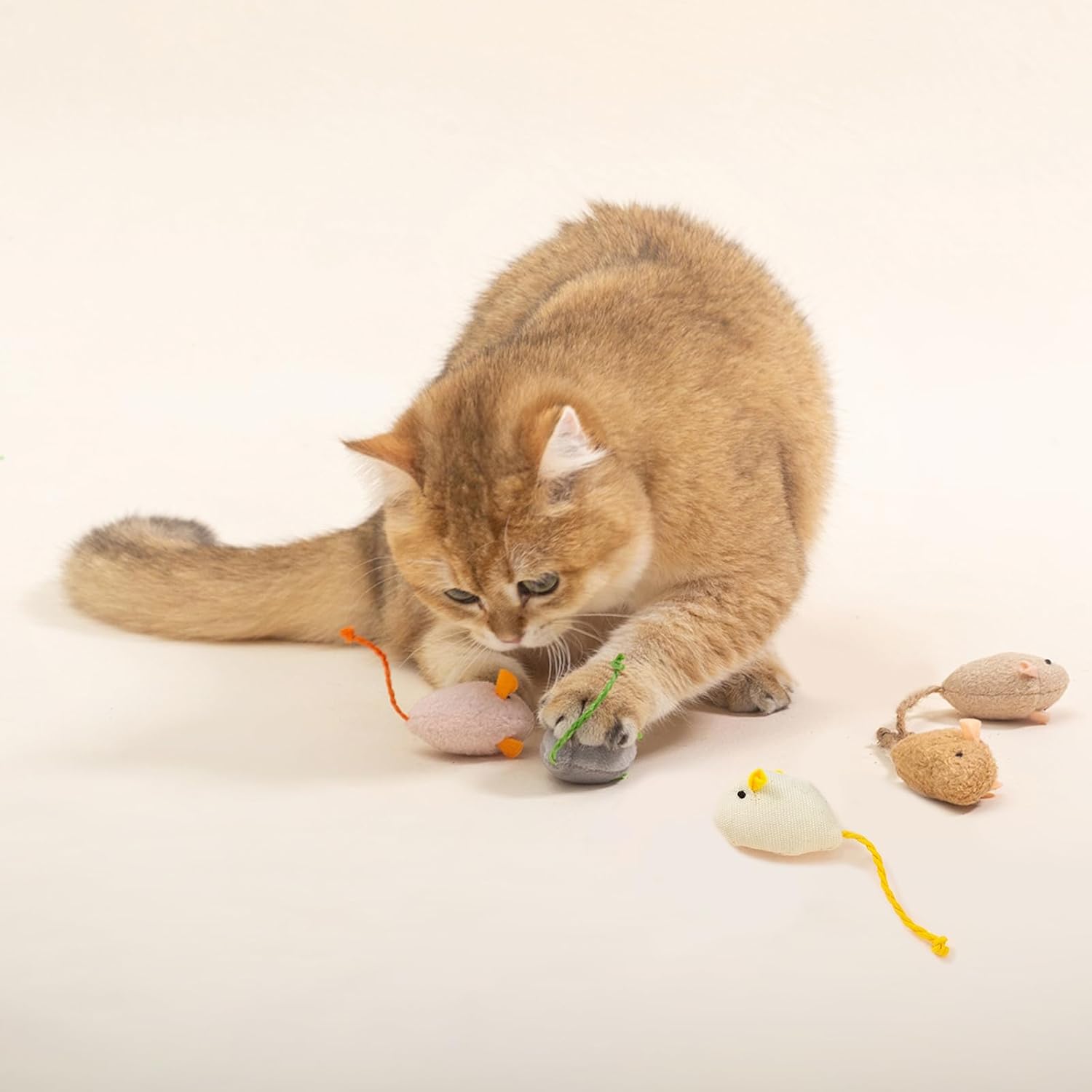 cat Toys 5pcs Mouse Toys, Interactive Catnip Animal Toys for Indoor Kittens to Eliminate Boredom for Bored Indoor