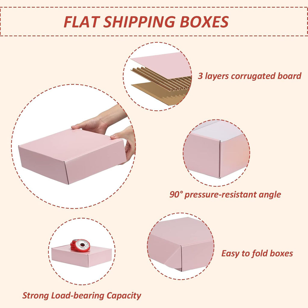 12x9x3 inches Shipping Boxes Set of 20, Pink Medium Corrugated Cardboard Gift Mailer Box