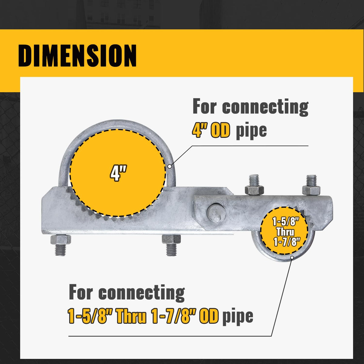 4 Inch Chain Link Gate Hinge 2-Pack, 180 Degree Gate Hinge