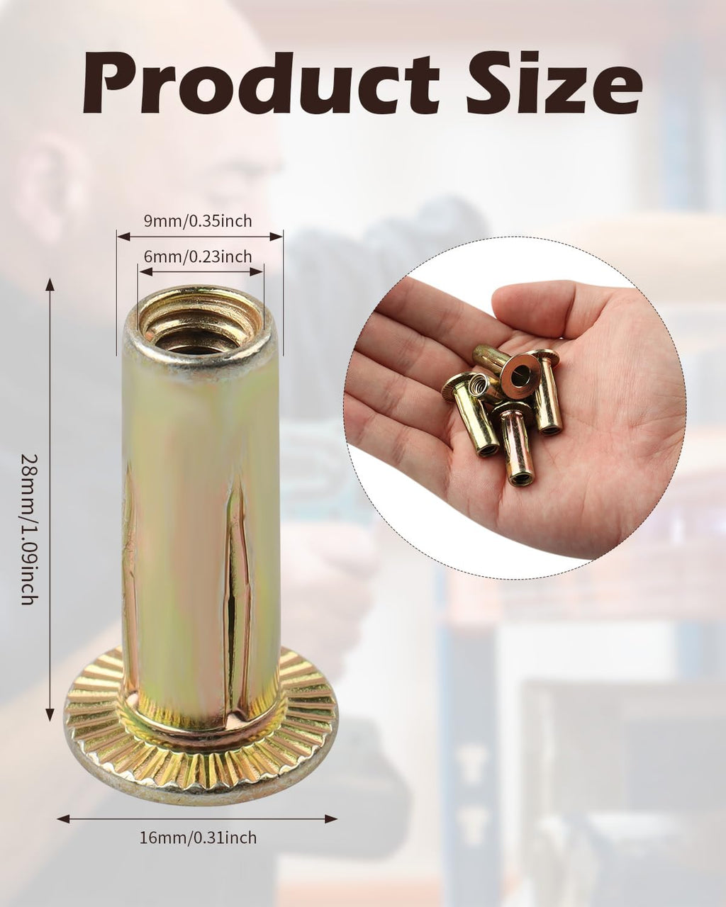 AOKLIT 100Pcs Multi-Grip Rivet-Nuts, 1/4-20 Rivet Nut