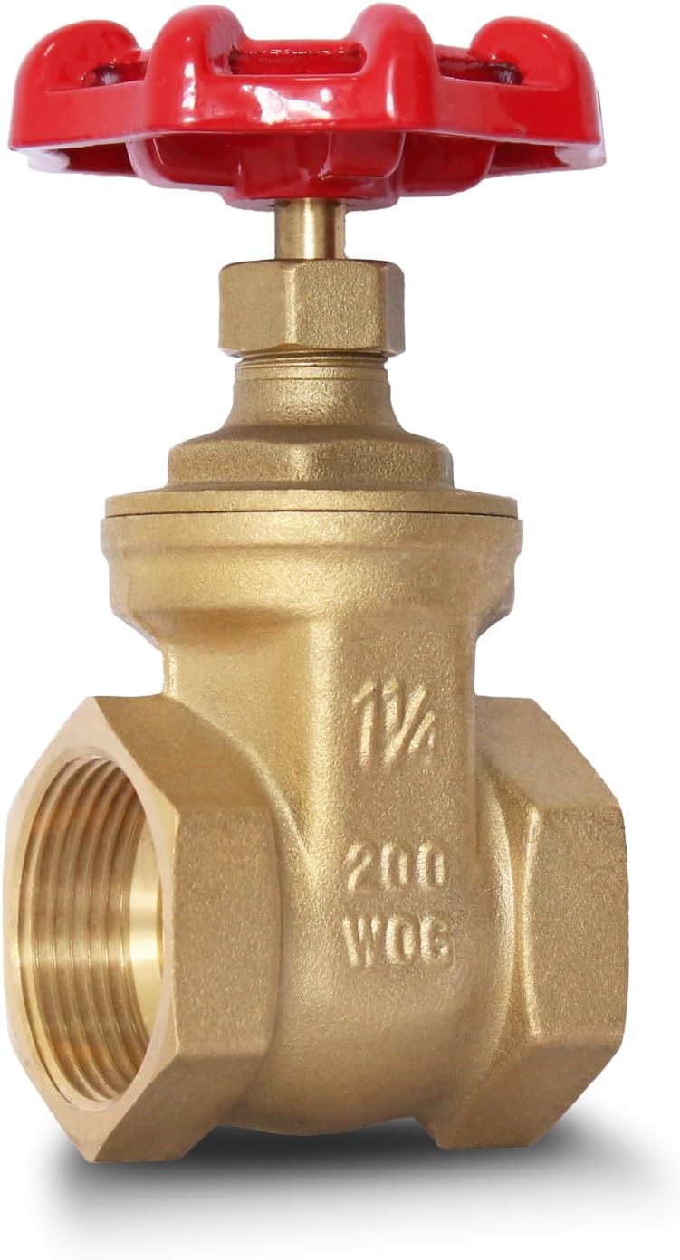 1-1/4" NPT Gate Valve, Heavy Duty Brass Female x Female Thread, DN32