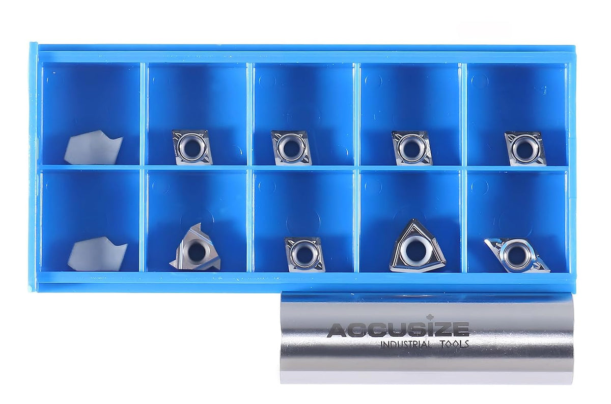 Accusize Carbide Insert Set for 1/2 in Turning Tool, 10 Pc, for Aluminum