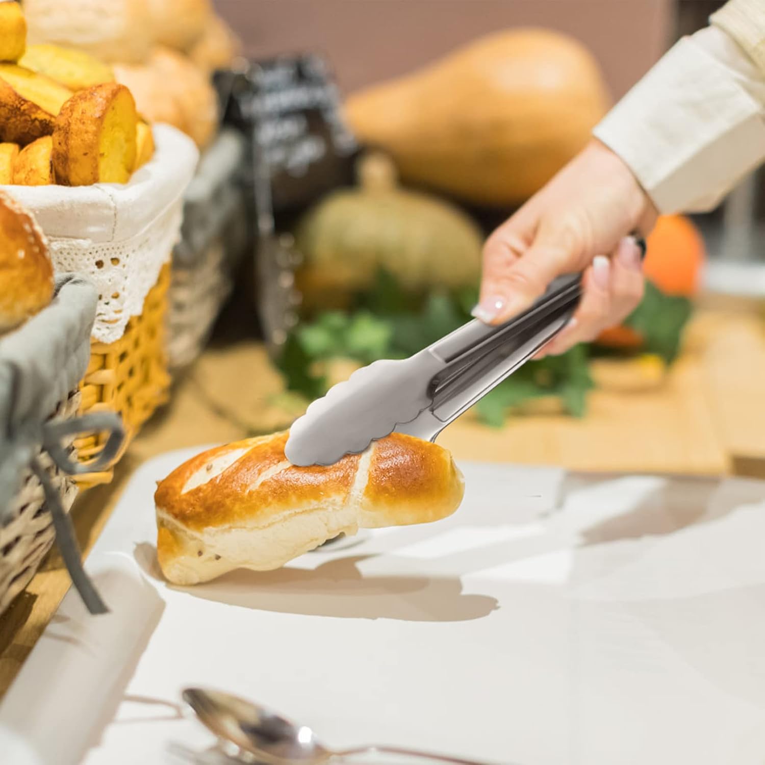Serving Tongs,Buffet Tongs, ACAUTO Stainless Steel Food Tong Serving Tong Small Serving Tongs Stainless Steel Mini