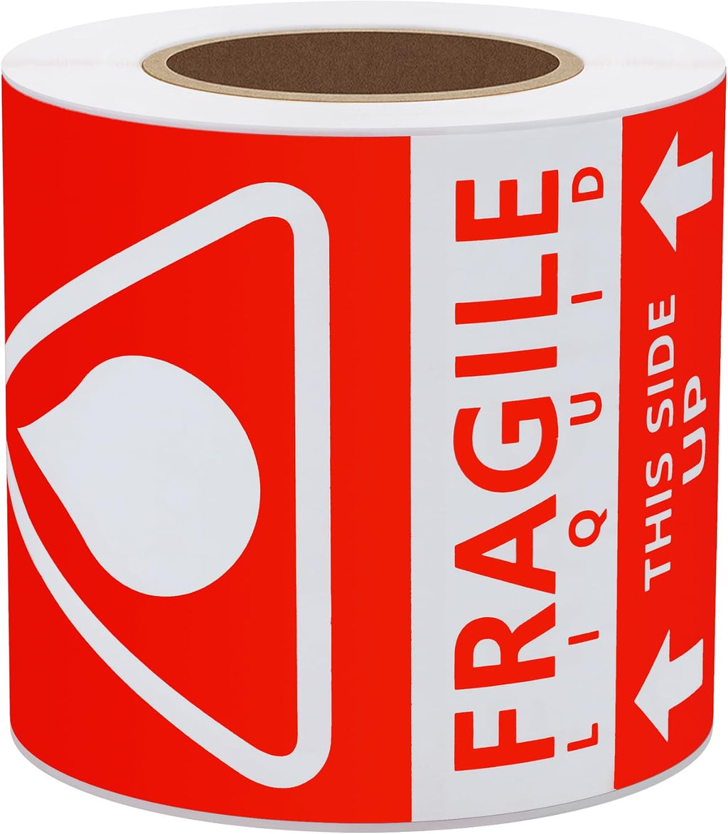 3 x 5 Fragile Liquid This Side up Pre-Printed Labels/Stickers 100 Labels per Roll