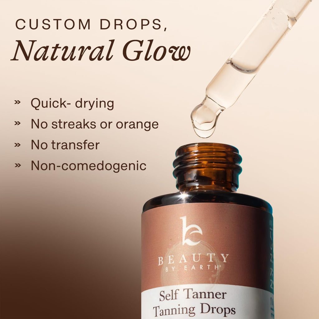 Self Tanning Drops for Face - USA Made with Organic & Natural Ingredients | Ultra Dark Face Tanning Drops to Add to