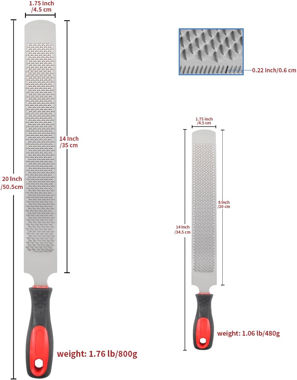 18 Inch Hoof Rasp & 14 Inch Farrier Rasp File with Rubber Handle, 2 Pack Rasp File, 18 and 14 Inch, Strong Carbon