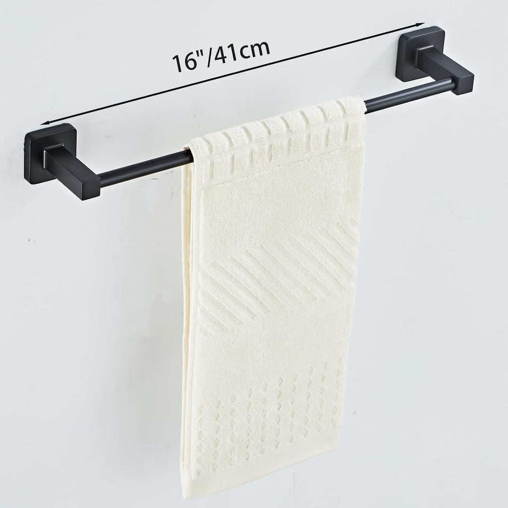 Matte Black Bathroom Hardware Set 8 Pieces,Towel Bar Set Stainless Steel Wall Mounted, Includes 16In Hand Towel Bar