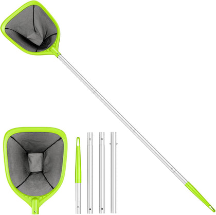 Swimming Pool Skimmer Net 57 inches, Leaf Rake Net with 4 Section Telescopic Aluminum Pole for Fast Cleaning Ponds