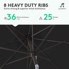 9FT Outdoor Patio Umbrella, Market Umbrella, Black