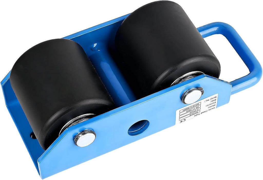 Fixed Machinery Skates for Machine Moving 5500 lbs, 2 Nylon Rollers | Carbon Steel Frame, 2 Nylon Rollers, Rubber