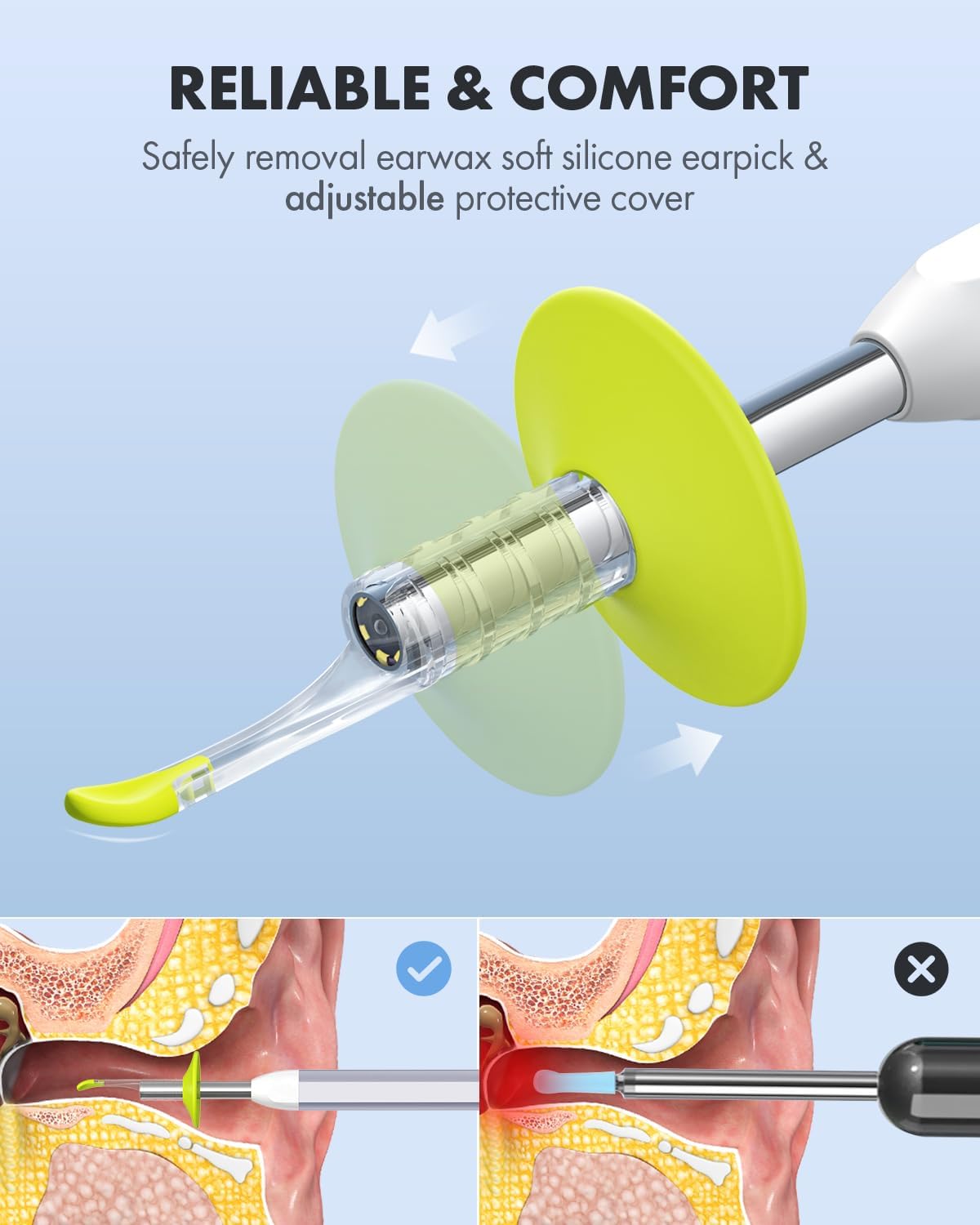Digital Otoscope with Gyroscope, HD Ultra Clear View Ear Camera with Ear Wax Removal Tools, Video Ear Scope Otoscope