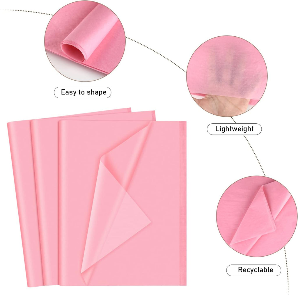 120 Sheets Pink Tissue Paper Wedding Gift Wrap Paper