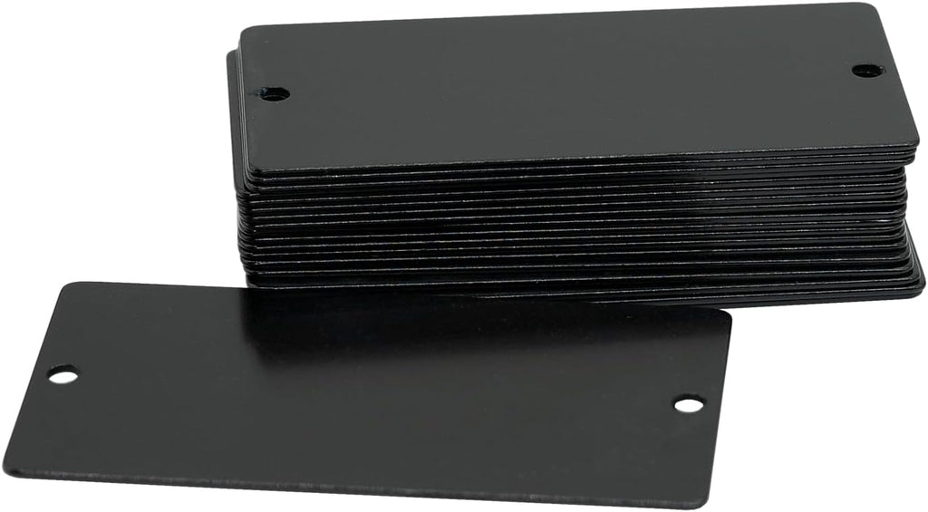Aluminum Engraving Blanks with 2 Holes 1.5x3 Inch 25 Pack (Black)