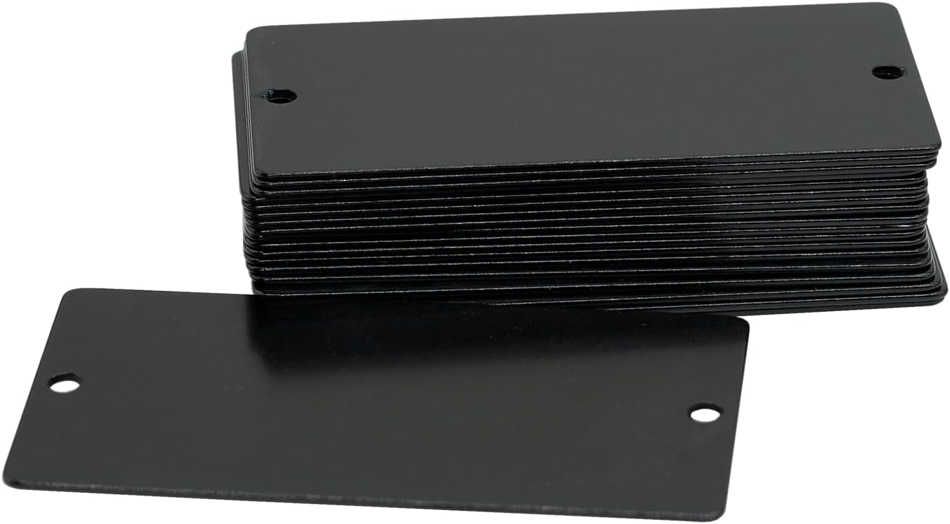 Aluminum Engraving Blanks with 2 Holes 1.5x3 Inch 25 Pack (Black)