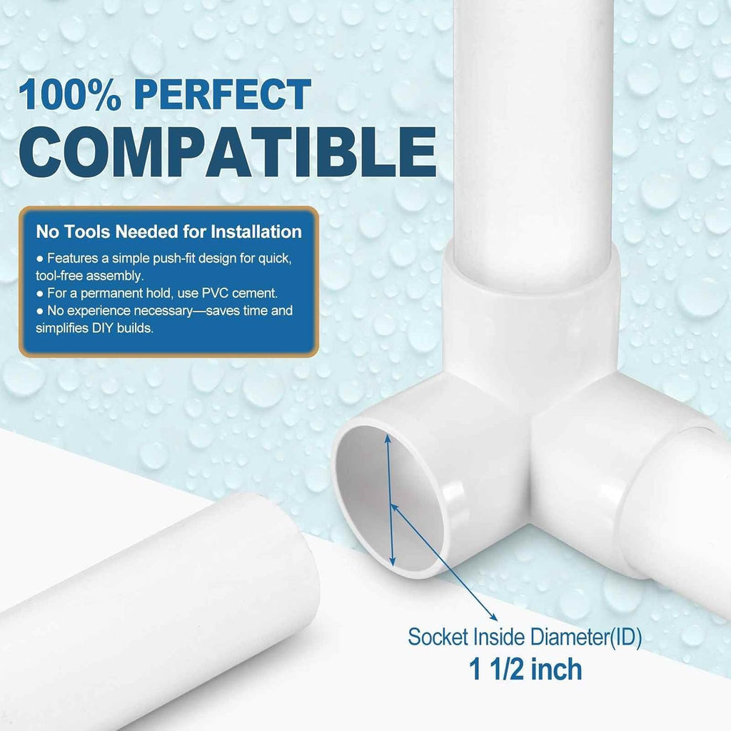 10 Pack 3-Way 1 1/2" SCH40 PVC Elbow Corner Side Outlet Tee Fitting