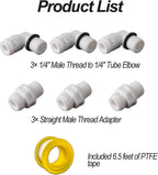 1/4" Male Thread to Push to Connect Fitting Kit for RO Water Filter