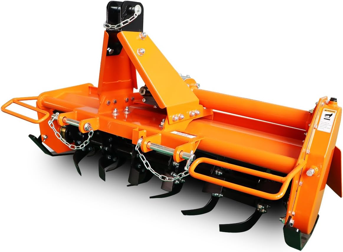 Attachments 3 Point 45" Rotary Tiller Attachment Fits Cat 1 Tractors, Single Speed PTO Driven Cultivator with a 540