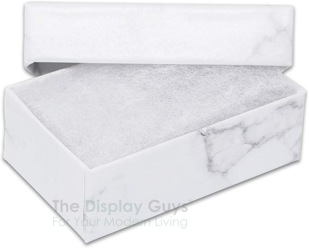 TheDisplayGuys 25 Cardboard Jewelry Gift Boxes with Inserts - Marble White